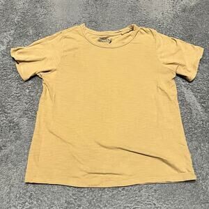 Faherty Shirt Men Small Mustard Yellow  Sunwashed Organic Cotton Crew Tee Casual